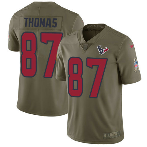 Nike Texans #87 Demaryius Thomas Olive Youth Stitched NFL Limited 2017 Salute to Service Jersey