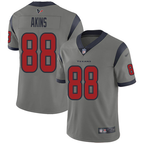 Nike Texans #88 Jordan Akins Gray Men's Stitched NFL Limited Inverted Legend Jersey