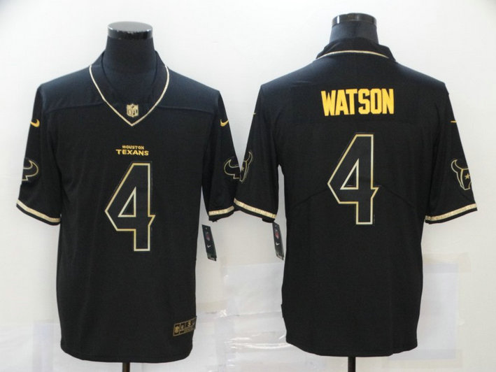 Nike Texans 4 Deshaun Watson Black Gold Vapor Untouchable Limited Jersey