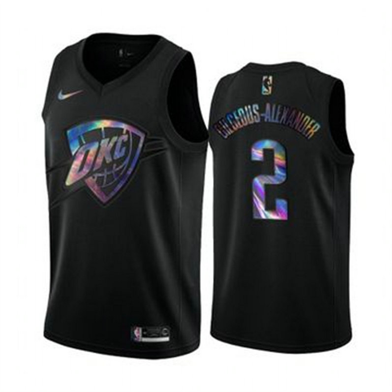 Nike Thunder #2 Shai Gilgeous-Alexander Men's Iridescent Holographic Collection NBA Jersey - Black