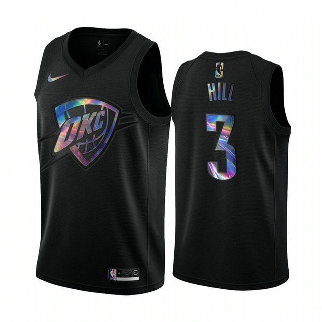 Nike Thunder #3 George Hill Men's Iridescent Holographic Collection NBA Jersey - Black