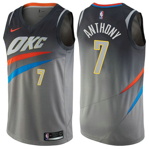 Nike Thunder #7 Carmelo Anthony Gray NBA Swingman City Edition Jersey