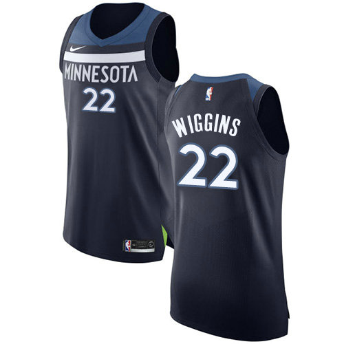 Nike Timberwolves #22 Andrew Wiggins Navy Blue NBA Authentic Icon Edition Jersey