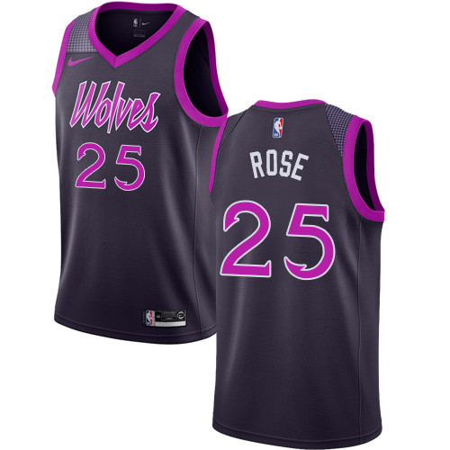 Nike Timberwolves #25 Derrick Rose Purple NBA Swingman City Edition 2018 19 Jersey