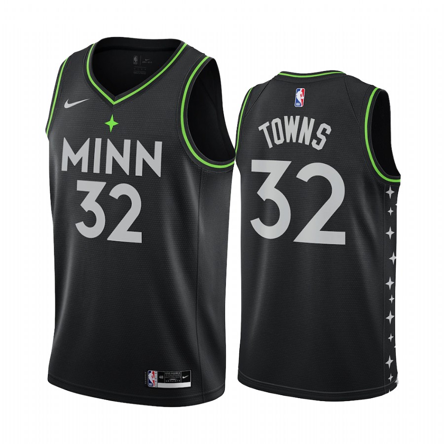 Nike Timberwolves #32 Karl-Anthony Towns Black NBA Swingman 2020-21 City Edition Jersey