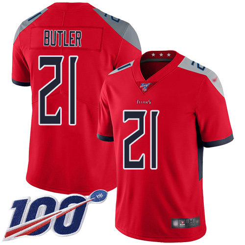 Nike Titans #21 Malcolm Butler Red Men's Stitched Football Limited Inverted Legend 100th Season Jersey