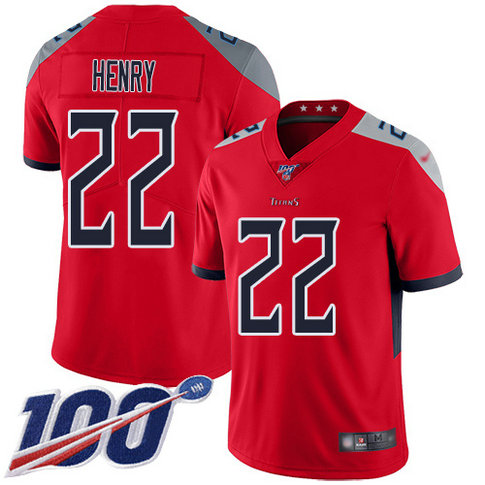 Nike Titans #22 Derrick Henry Red Men's Stitched Football Limited Inverted Legend 100th Season Jersey