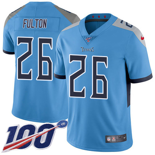 Nike Titans #26 Kristian Fulton Light Blue Alternate Men's Stitched NFL 100th Season Vapor Untouchable Limited Jersey