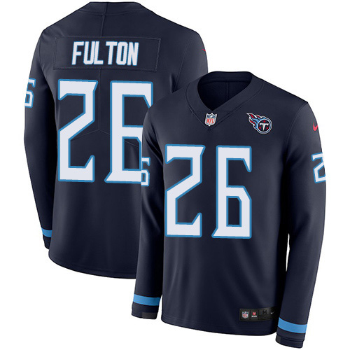 Nike Titans #26 Kristian Fulton Navy Blue Team Color Men's Stitched NFL Limited Therma Long Sleeve Jersey