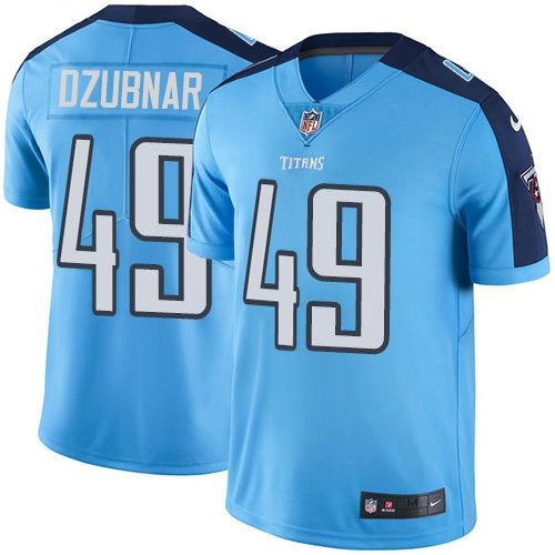 Nike Titans #49 Nick Dzubnar Light Blue Men's Stitched NFL Limited Rush Jersey