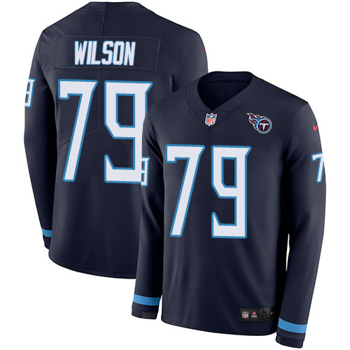 Nike Titans #79 Isaiah Wilson Navy Blue Team Color Men's Stitched NFL Limited Therma Long Sleeve Jersey