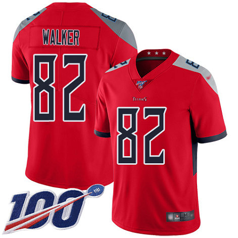 Nike Titans #82 Delanie Walker Red Men's Stitched Football Limited Inverted Legend 100th Season Jersey