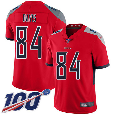 Nike Titans #84 Corey Davis Red Men's Stitched Football Limited Inverted Legend 100th Season Jersey