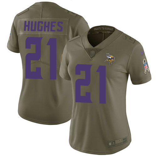 Nike Vikings #21 Mike Hughes Olive Women's Stitched NFL Limited 2017 Salute to Service Jersey