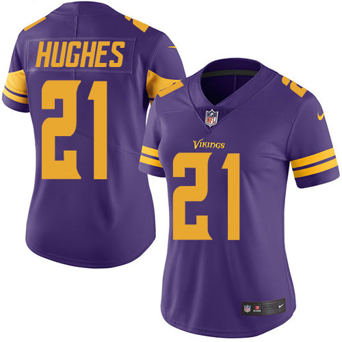 Nike Vikings #21 Mike Hughes Purple Women's Stitched NFL Limited Rush Jersey