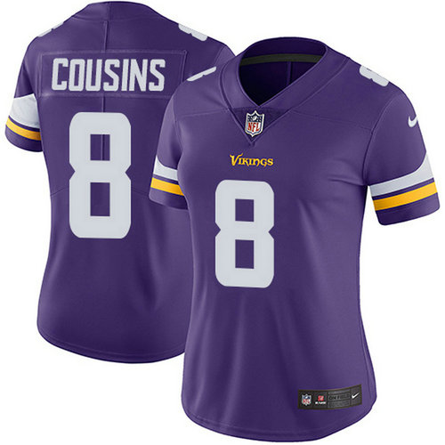 Nike Vikings #8 Kirk Cousins Purple Team Color Women's Stitched NFL Vapor Untouchable Limited Jersey_1