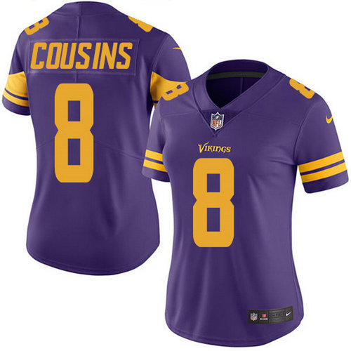 Nike Vikings #8 Kirk Cousins Purple Women's Stitched NFL Limited Rush Jersey_1