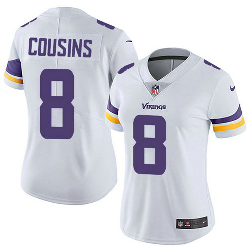 Nike Vikings #8 Kirk Cousins White Women's Stitched NFL Vapor Untouchable Limited Jersey_1