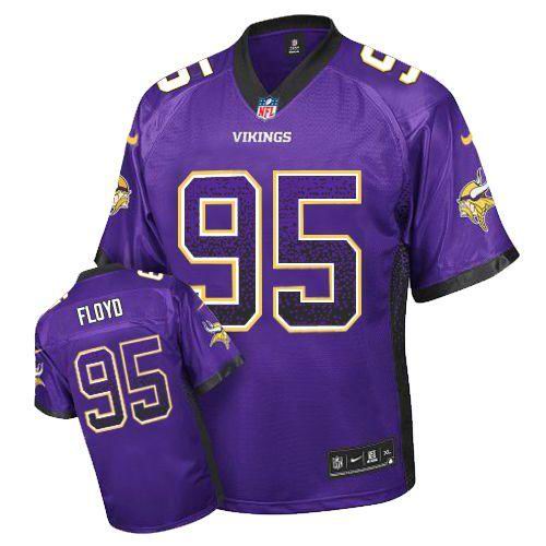 Nike Vikings #95 Sharrif Floyd Purple Team Color Elite Drift Fashion Jersey