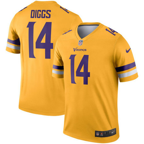Nike Vikings 14 Stefon Diggs Gold Inverted Legend Jersey