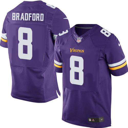 Nike Vikings 8 Sam Bradford Purple NFL Elite Jersey