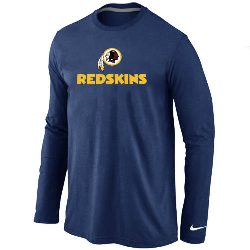 Nike Washington Red Skins Authentic Logo Long Sleeve T-Shirt D.Blue