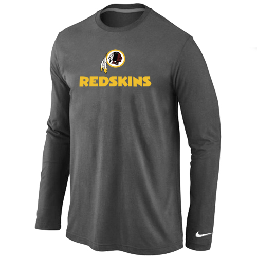 Nike Washington Red Skins Authentic Logo Long Sleeve T-Shirt D.Grey