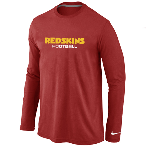 Nike Washington Red Skins Authentic font Long Sleeve T-Shirt Red