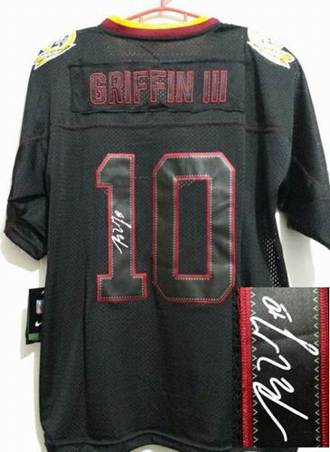 Nike Washington Redskins #10 Robert Griffin III Lights Out Black elite signature jerseys