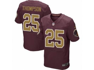 Nike Washington Redskins #25 Chris Thompson Elite Burgundy Red Gold Number 80TH Anniversary NFL Jersey