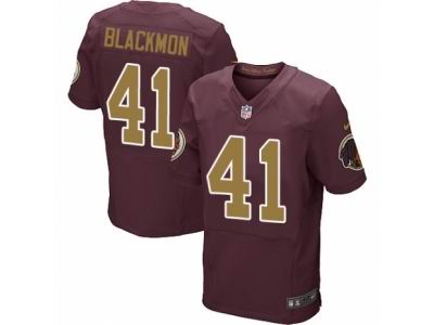 Nike Washington Redskins #41 Will Blackmon Elite Burgundy Red Gold Number 80TH Anniversary NFL Jersey