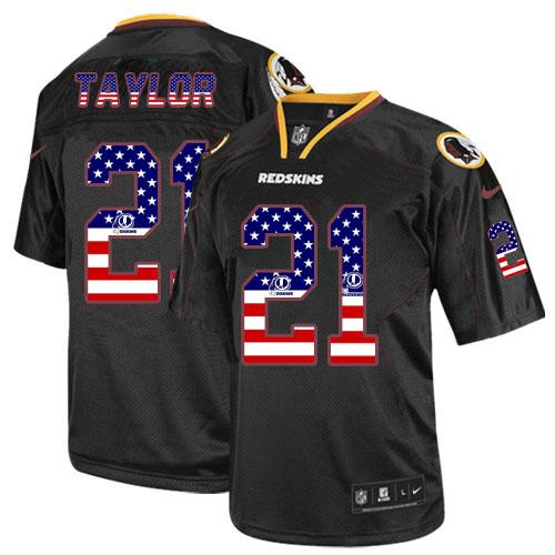 Nike Washington Redskins 21 Sean Taylor Black NFL Elite USA Flag Fashion Jersey