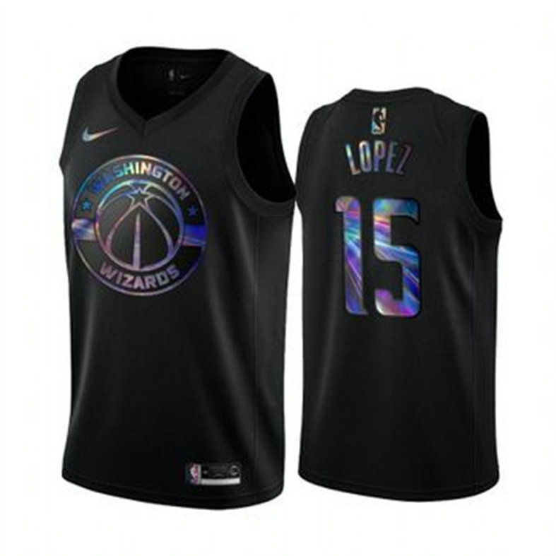Nike Wizards #15 Robin Lopez Men's Iridescent Holographic Collection NBA Jersey - Black