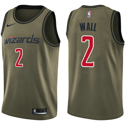 Nike Wizards #2 John Wall Green Salute to Service Youth NBA Swingman Jersey