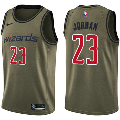 Nike Wizards #23 Michael Jordan Green Salute to Service Youth NBA Swingman Jersey