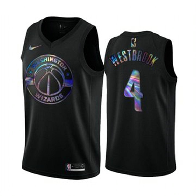 Nike Wizards #4 Russell Westbrook Men's Iridescent Holographic Collection NBA Jersey - Black