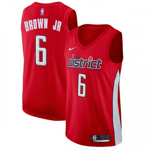 Nike Wizards #6 Troy Brown Jr Red NBA Swingman Earned Edition Jersey