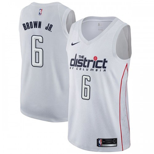 Nike Wizards #6 Troy Brown Jr White NBA Swingman City Edition Jersey