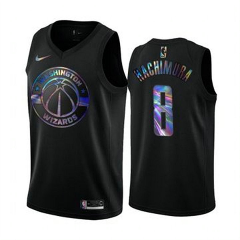 Nike Wizards #8 Rui Hachimura Men's Iridescent Holographic Collection NBA Jersey - Black