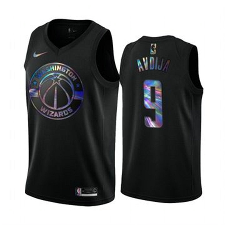Nike Wizards #9 Deni Avdija Men's Iridescent Holographic Collection NBA Jersey - Black
