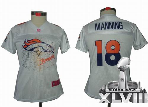 Nike Women FEM FAN Denver Broncos 18# Peyton Manning white elite 2014 Super bowl XLVIII(GYM) Jersey