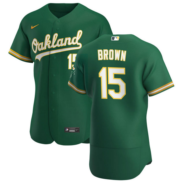 Oakland Athletics #15 Seth Brown Men's Nike Kelly Green Alternate 2020 Authentic Player MLB Jersey