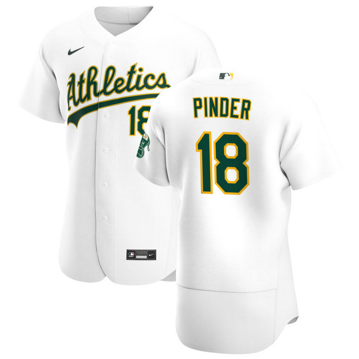 Oakland Athletics #18 Chad Pinder Men's Nike White Home 2020 Authentic Player MLB Jersey