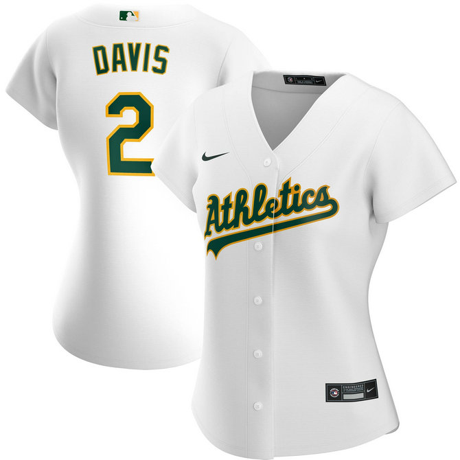 Oakland Athletics #2 Khris Davis Nike Women's Home 2020 MLB Player Jersey White