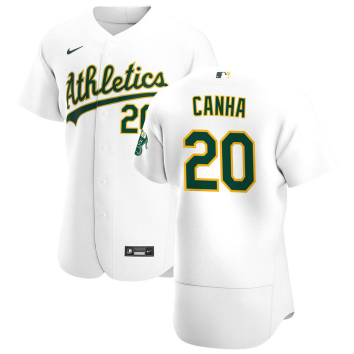 Oakland Athletics #20 Mark Canha Men's Nike White Home 2020 Authentic Player MLB Jersey