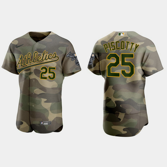Oakland Athletics #25 Stephen Piscotty Men's Nike 2021 Armed Forces Day Authentic MLB Jersey -Camo