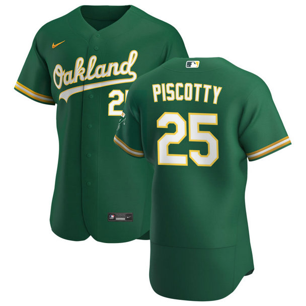 Oakland Athletics #25 Stephen Piscotty Men's Nike Kelly Green Alternate 2020 Authentic Player MLB Jersey