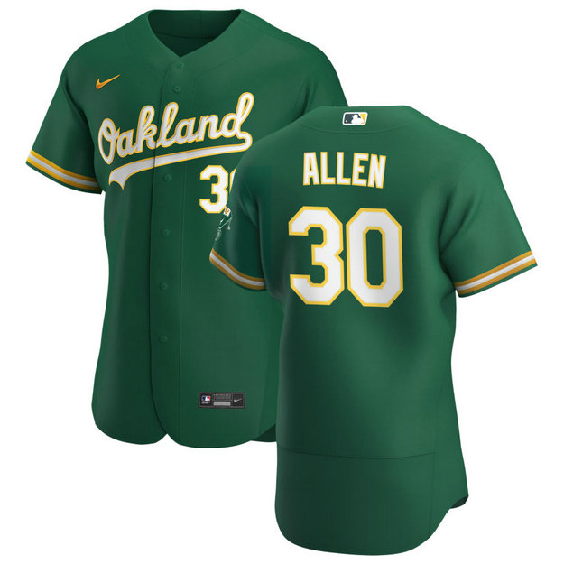 Oakland Athletics #30 Austin Allen Men's Nike Kelly Green Alternate 2020 Authentic Player MLB Jersey