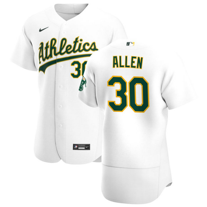 Oakland Athletics #30 Austin Allen Men's Nike White Home 2020 Authentic Player MLB Jersey