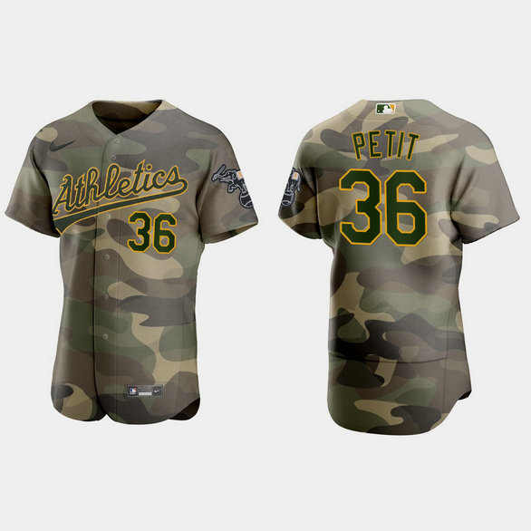 Oakland Athletics #36 Yusmeiro Petit Men's Nike 2021 Armed Forces Day Authentic MLB Jersey -Camo